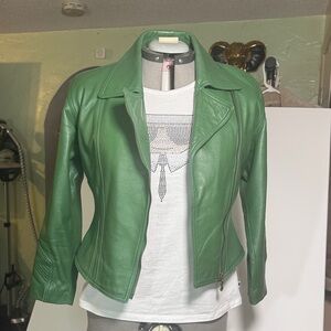 Emerald Green Leather Jacket for Women